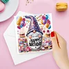 6Pcs Diamond Painting Birthday Gnome Diamond Painting Greeting Card for Adults Beginners