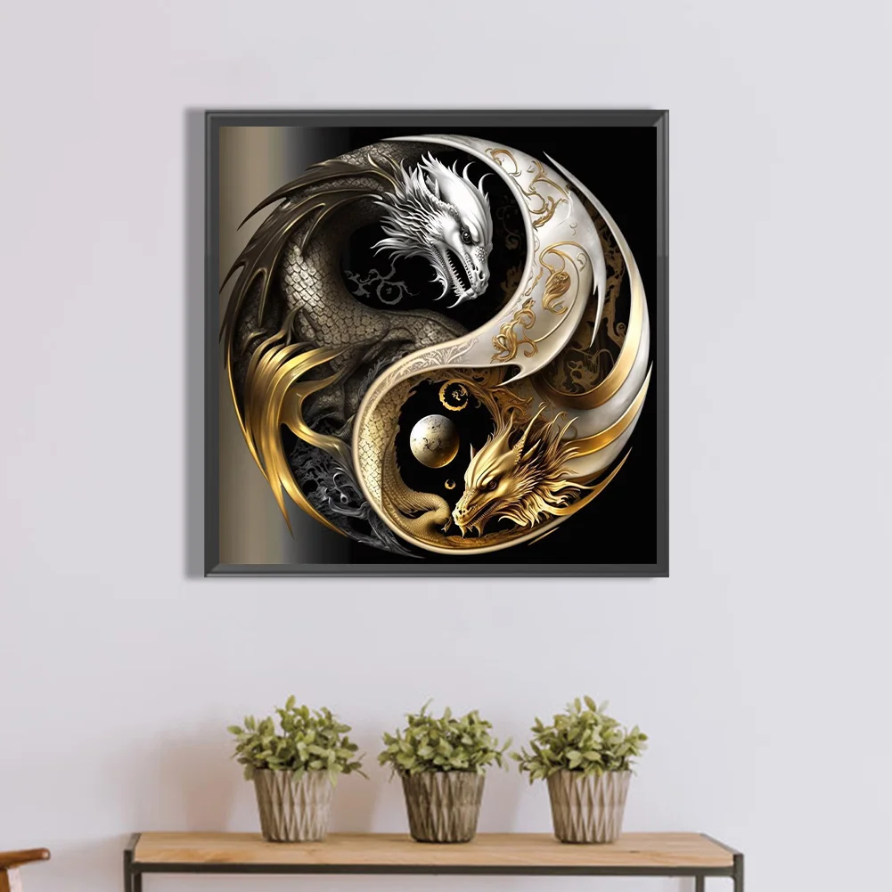 Diamond Painting - Full Round Drill - Yin Yang Dragon(30*30cm)
