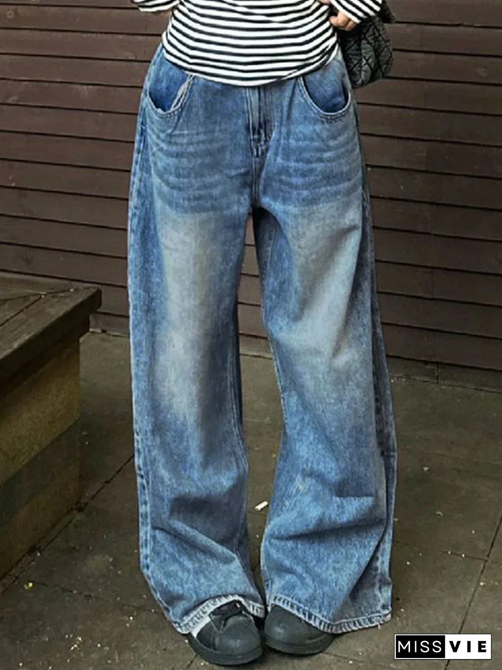 Vintage Wash Mopping Boyfriend Jeans