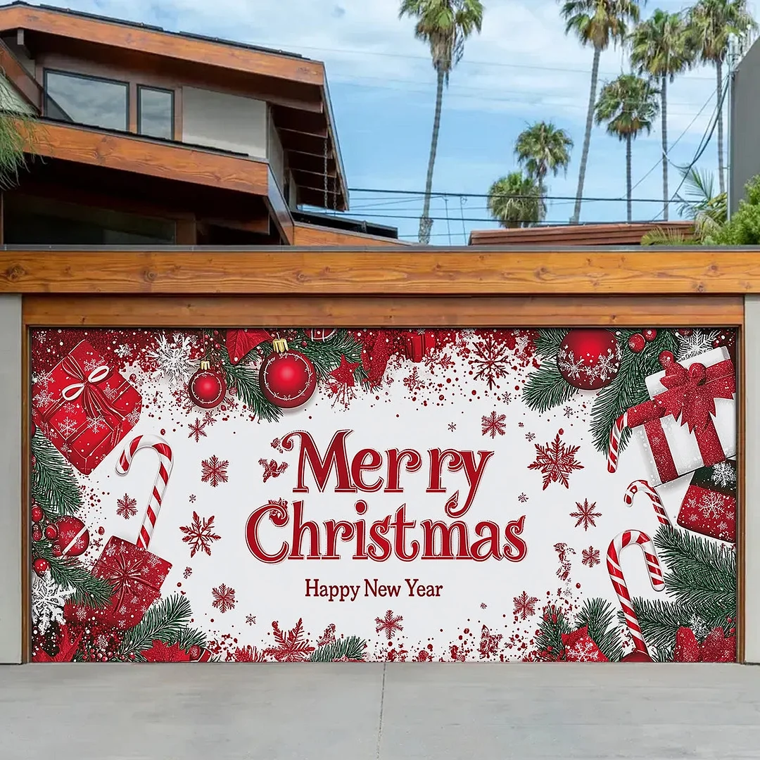 Garage Door Banner Decoration Christmas Background