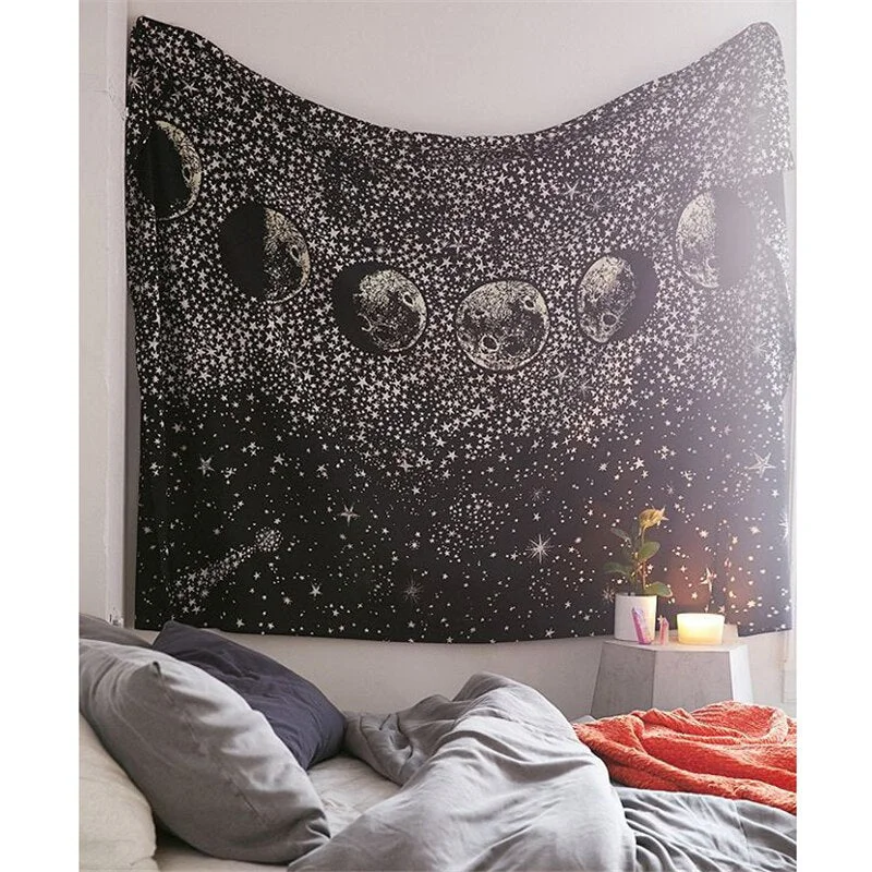The Moon Tapestry Wall Hanging Galaxy Night Sky Psychedelic Wall Tapestry Mandala Wall Cloth Tapestries Wall Carpet Beach Towel