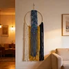 (Finished Product)Macrame Wall Hanging Boho Dream Catcher Hand Woven Leaf Tapestry Modern Aesthetic Tassel Wall Decor for Home Bedroom Living Room