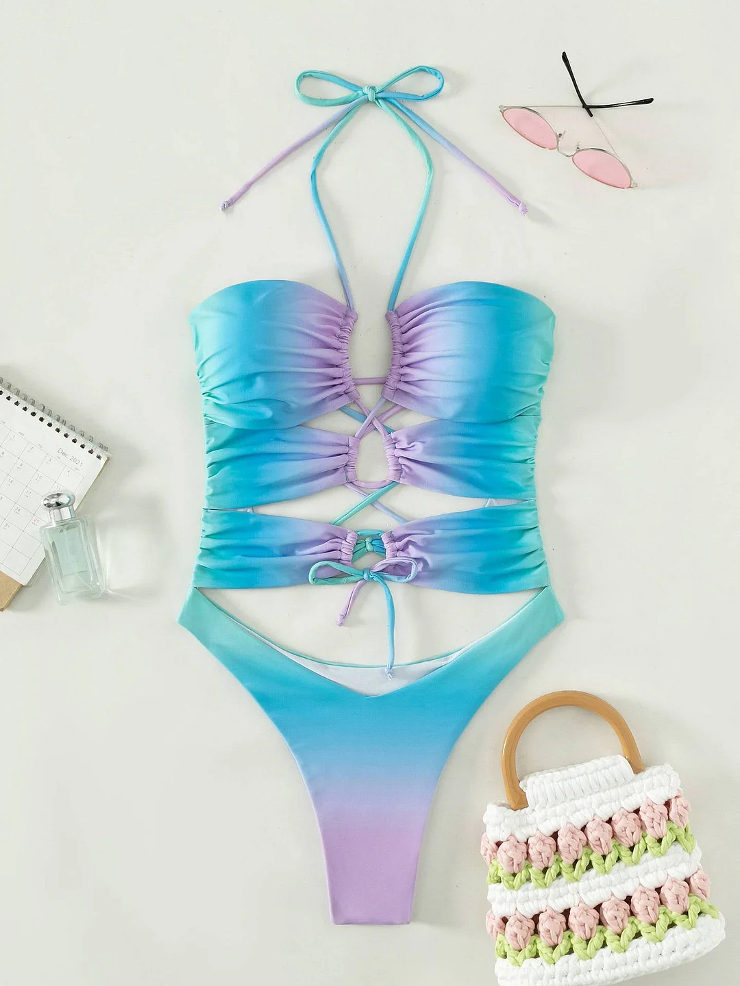 Gradient Lace-up Bikini Set