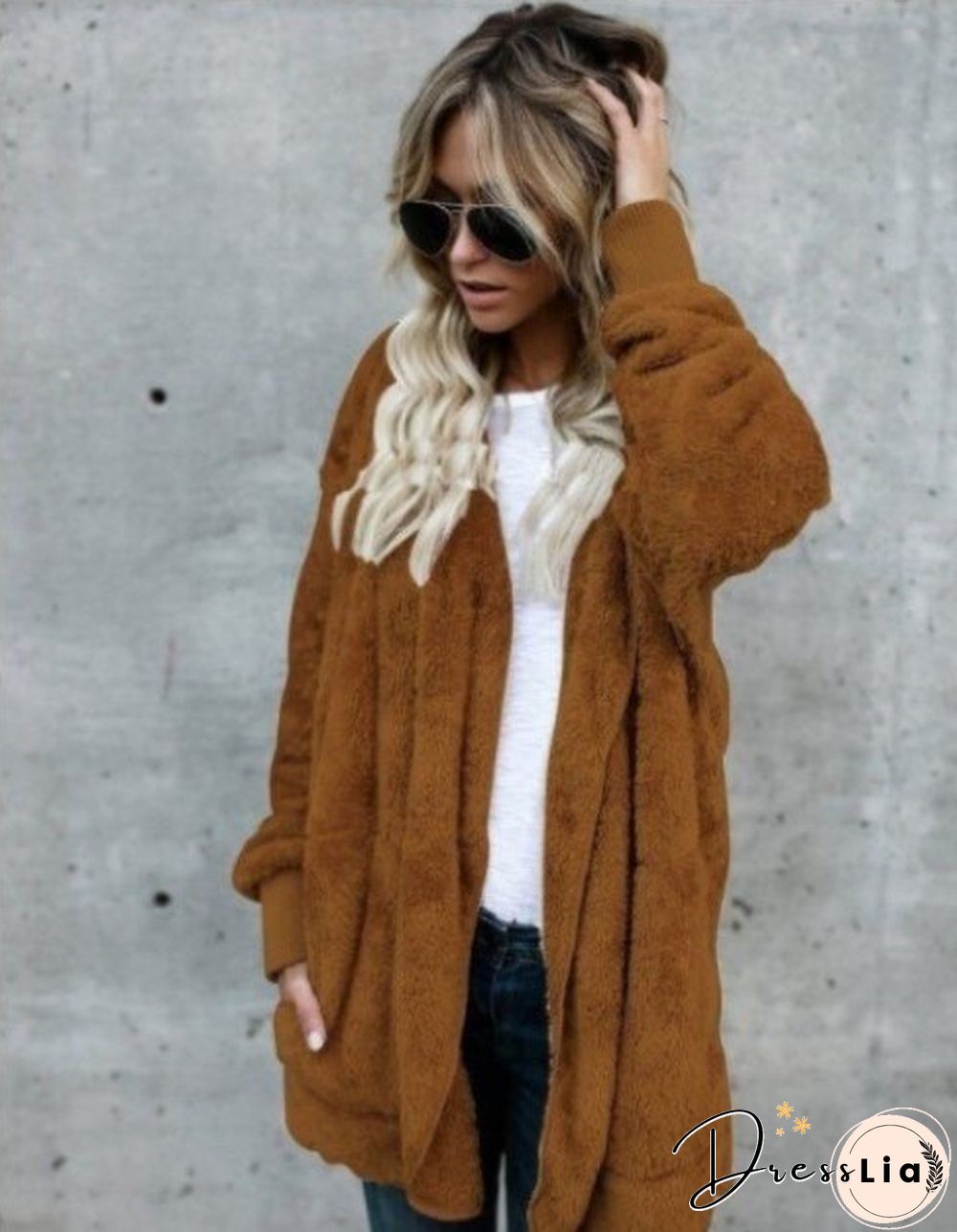 Autumn And Winter Hoodies Women Wool Warm Cotton Coat Sweatshirt Mid-length Double-sided Anti-fur Coat