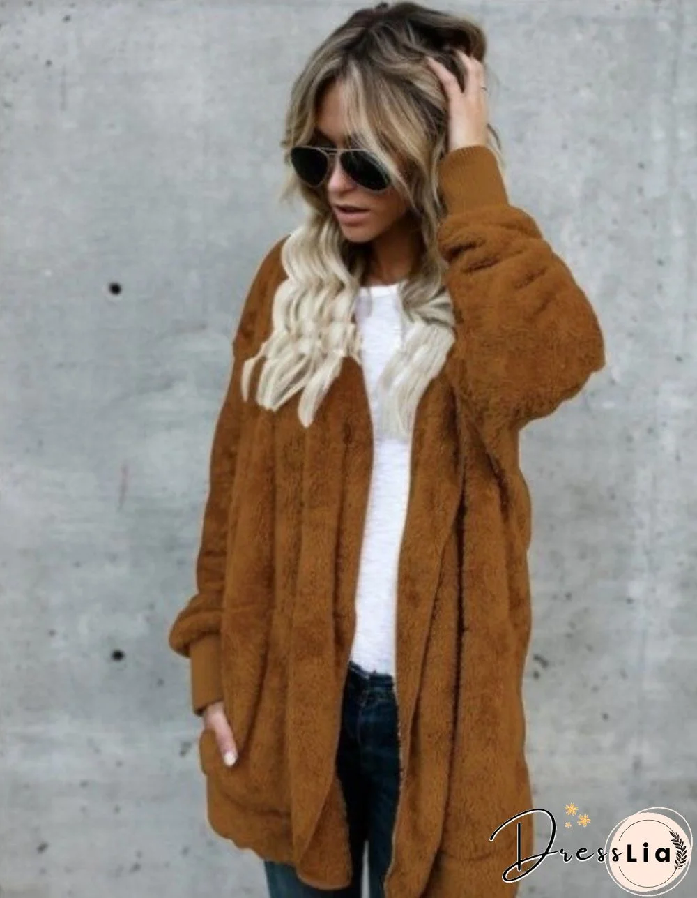 Autumn And Winter Hoodies Women Wool Warm Cotton Coat Sweatshirt Mid-length Double-sided Anti-fur Coat