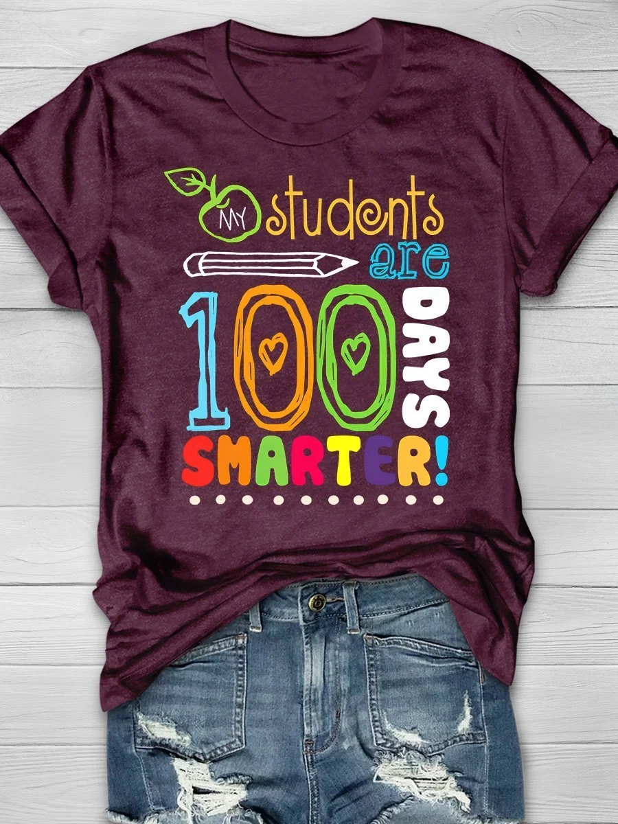 100 Days Smarter Print Short Sleeve T-shirt