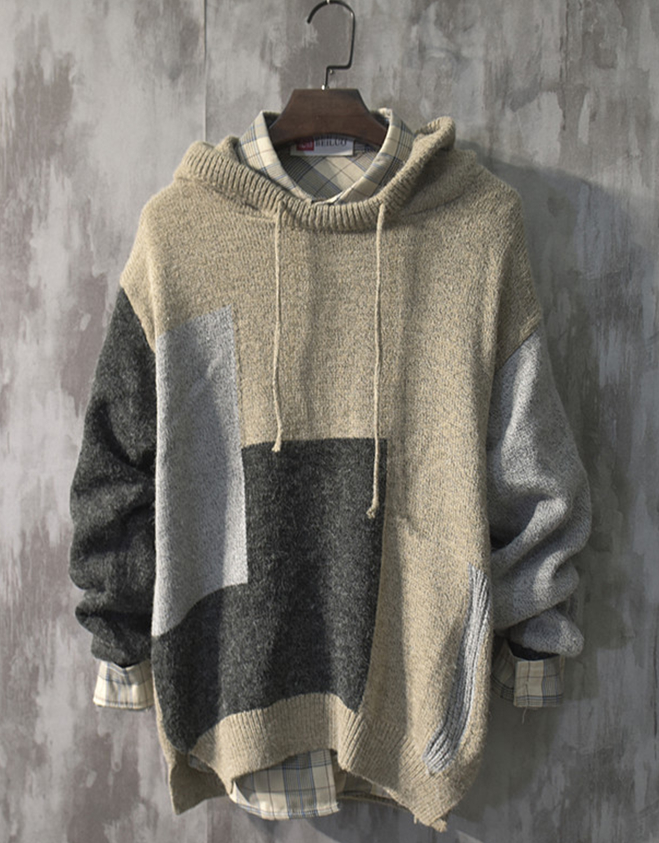 Knitted Color Block Casual Sweatshirt / TECHWEAR CLUB / Techwear