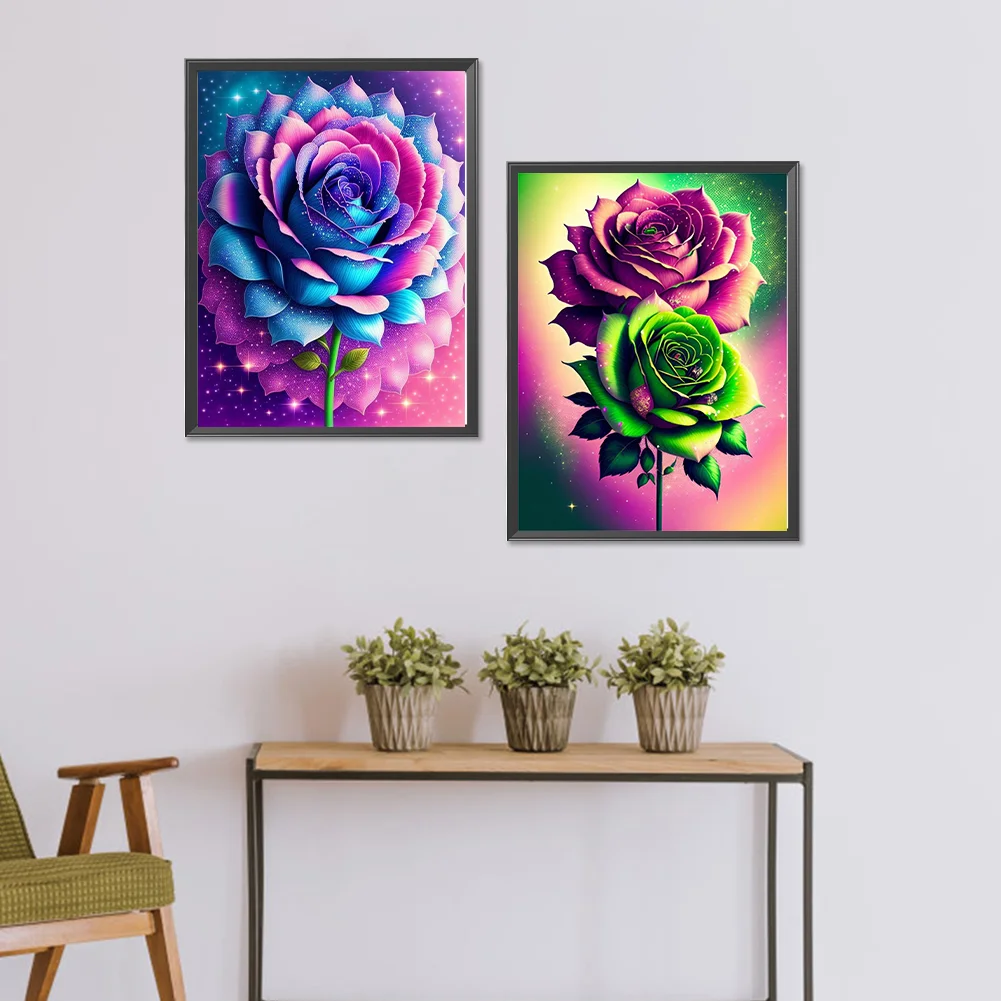 2pcs/Set Diamond Painting - Full Round Drill - Rose(Canvas|30*40cm)