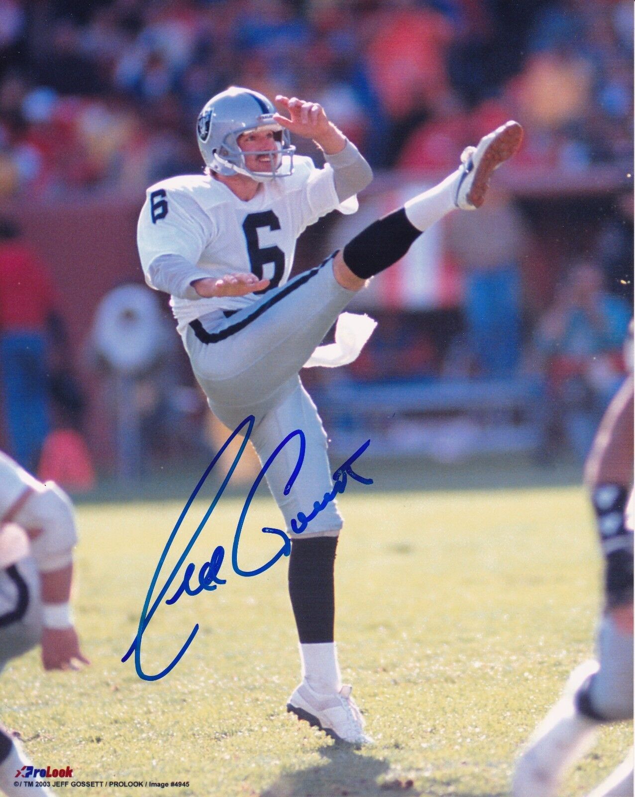 Jeff Gossett autographed 8x10 Oakland Raiders White Uniform#1