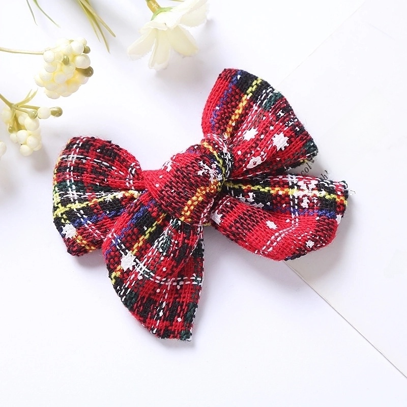 Cute Plaid Bow Knot Cloth Bowknot Hair Clip 1 Piece