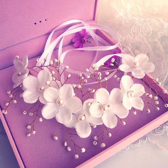 

Pearl Bead Flower Bridal Wedding Headwear Handmade Hair Accessories, 501 Original