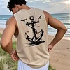 Men's Summer Seagull & Anchor Print Casual Sleeveless Tank Top by Inlyline