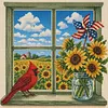 Sunflower Window Full 14CT 2 Strands DIY Printed Cross Stitch Kits 30x30cm