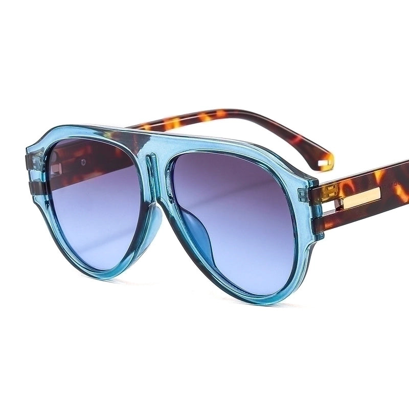 Retro Leopard Pc Oval Frame Patchwork Full Frame Women’s Sunglasses