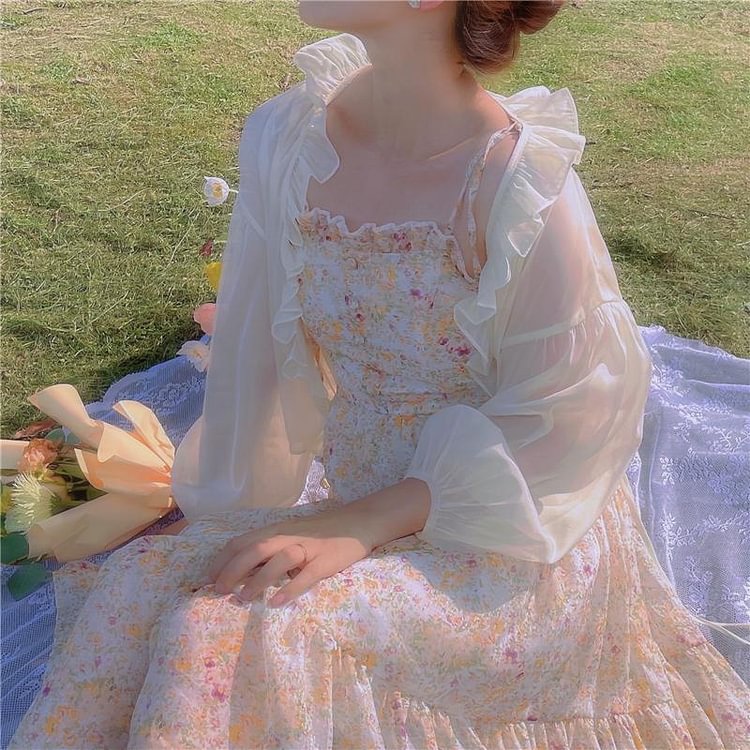 Fairy Tales Aesthetic Fairycore Sweet Ruffled Cardigan QueenFunky