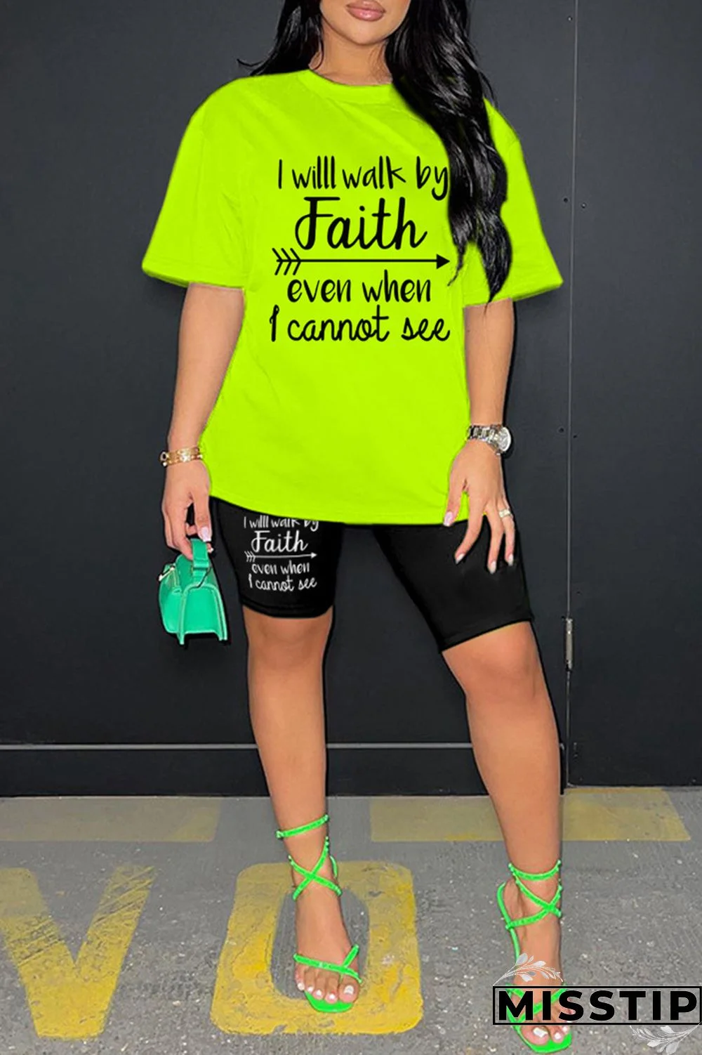 Rose Red Casual Letter Print Basic O Neck Short Sleeve Two Pieces