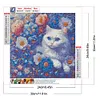 Chat blanc en fleurs - perceuse ronde peinture diamant - 30*30cm