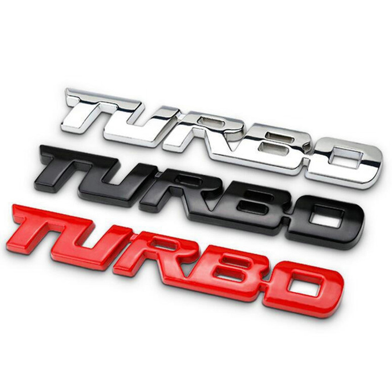 Car TURBO Emblem Metal Sticker 3D Badge w/ Adhesive Auto Decal Tailgate Body Trim