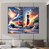 (US Local)2Pack Lighthouse 5D DIY Full Round Drill Big Size Diamond Painting Kit Home Decoration 40x70cm