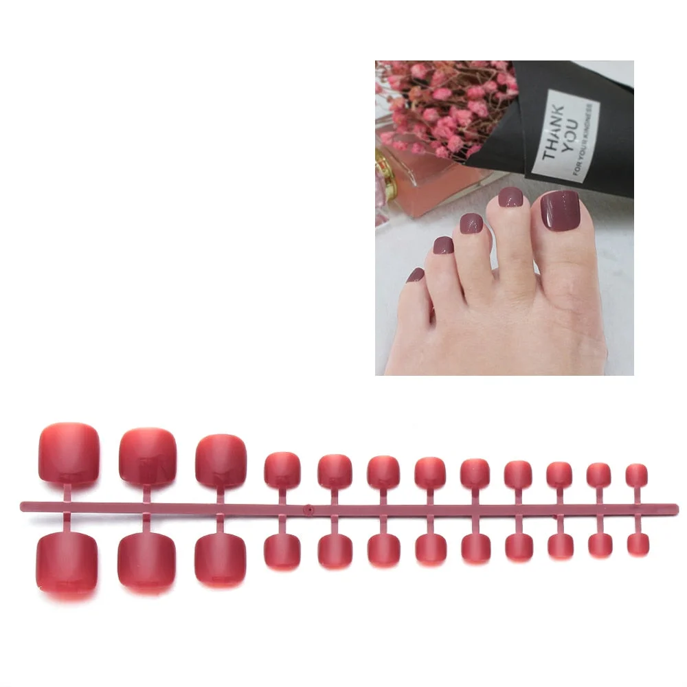 24Pc Soft Pure color oval Frosted Artificial Fake Nail Art Tip Fashion design full cover toe false nails Extension French style-Nail Inspo
