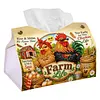 (24cm)Diamond Art Tissue Box Cover DIY PU Desktop Organizer Large(farm chicken)