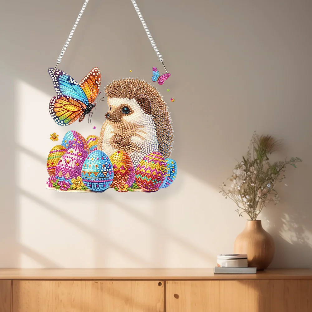 DIY Butterfly Egg Hedgehog Special Shape Diamond Painting Acrylic Hanging Pendant for Home Decor
