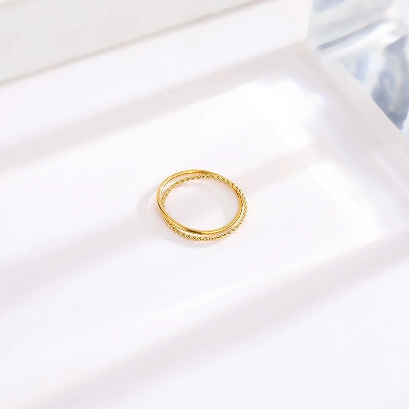 Titanium Steel 18K Gold Plated Minimalist Plating Solid Color Titanium Steel Rings