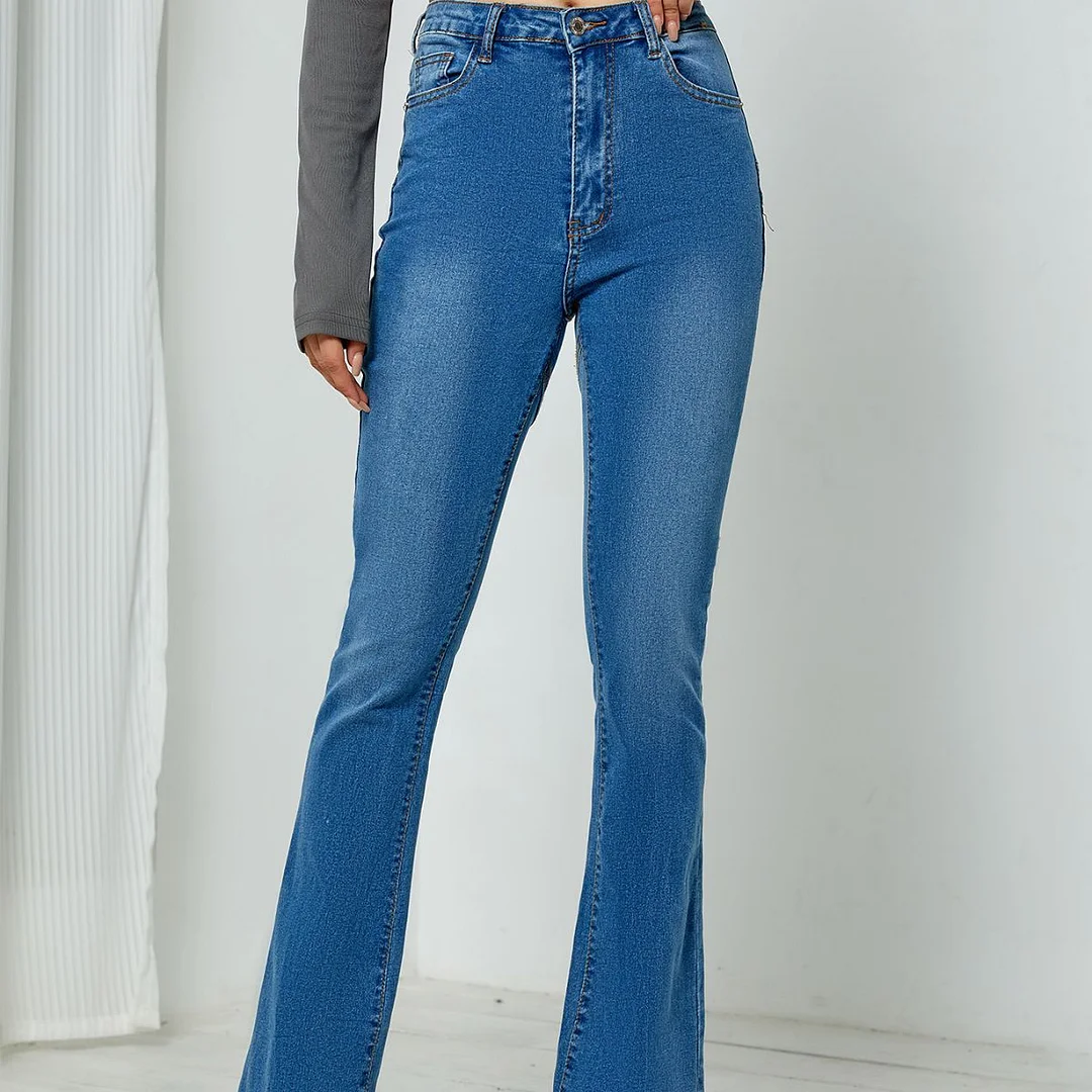 Women's Slim Fit Elastic High Waist Long Pants Denim Jeans