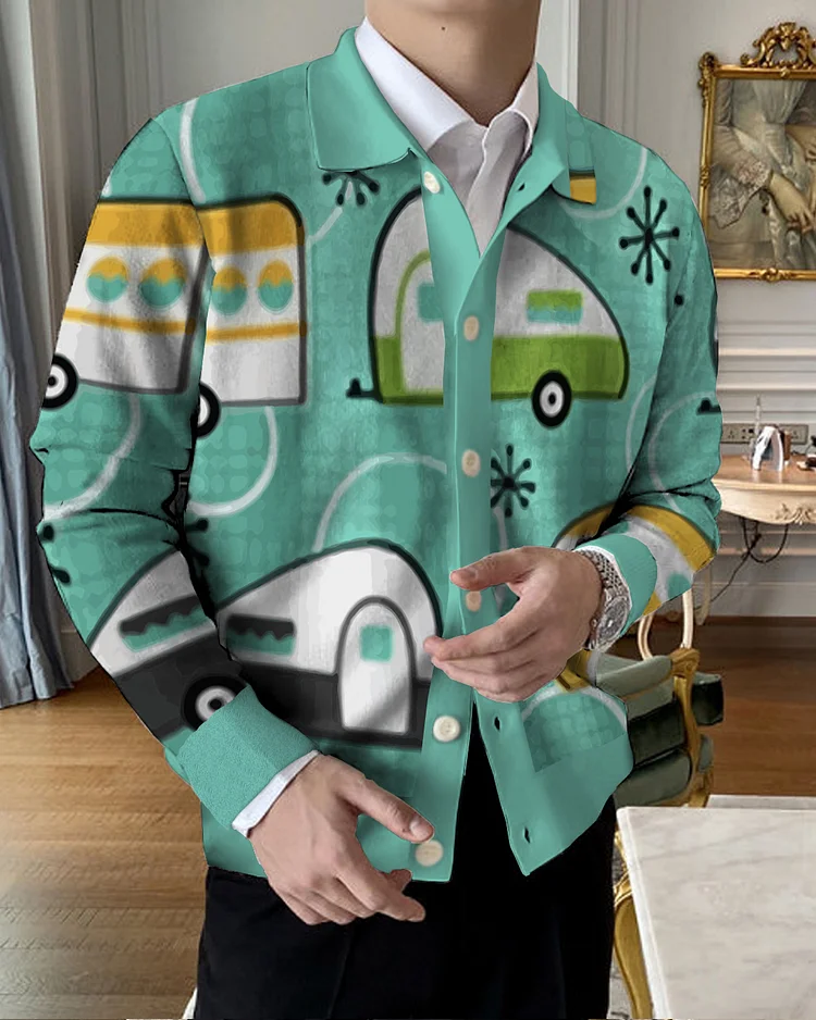 Men's Lapel Knitted Sweater Cardigan 4206