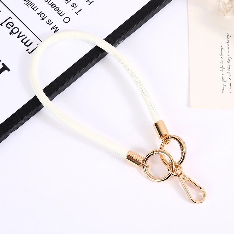 Minimalist Solid Color Pu Leather Bag Pendant Mobile Phone Chain Keychain
