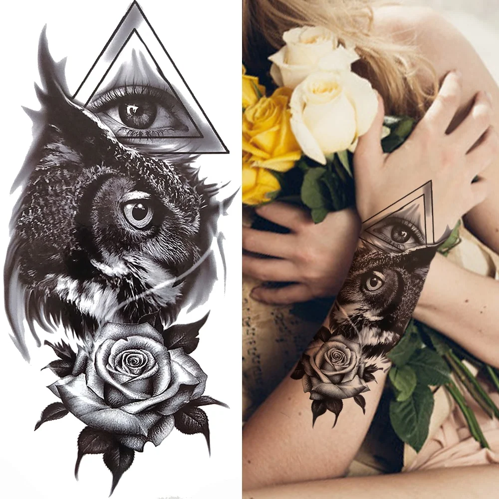 Sdrawing Wolf Forest Tattoo Sticker For Men Women Children Tiger Death Skull Temporary Tatoo Fake Lion Skeleton King Animal Tattoo