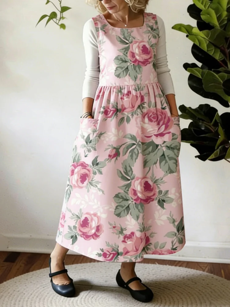 Pink Rose Printed Apron