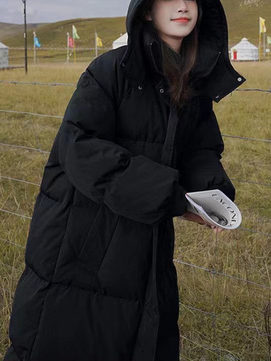 Women Long Sleeve Solid Zipper Loose Down Jacket Coats