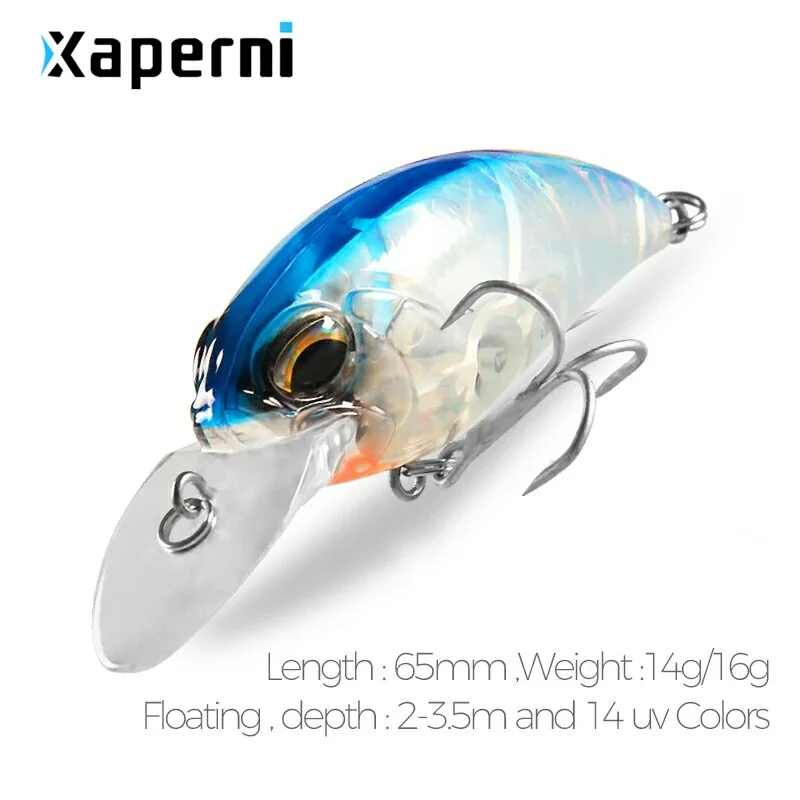 Xaperni 6.5cm 14g 16g dive 2-3.5m floating Wobblers Fishing Lures Crankbait Swimbait Hard Artificial Bait For Fishing Tackle