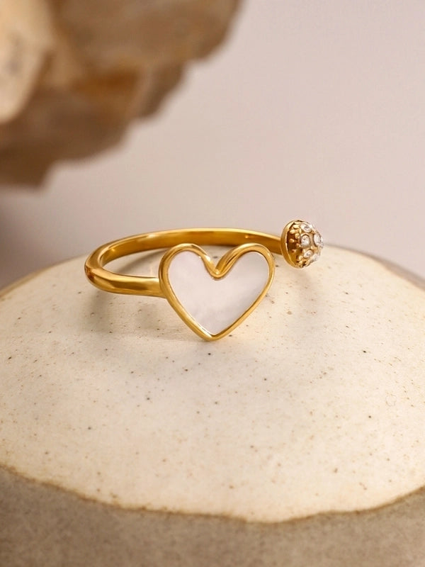 Classic Style Artistic Heart Shape 304 Stainless Steel Open Rings