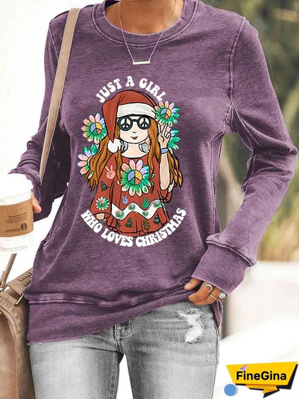 Women's Just A Girl Who Loves Christmas Casual Sweatshirt