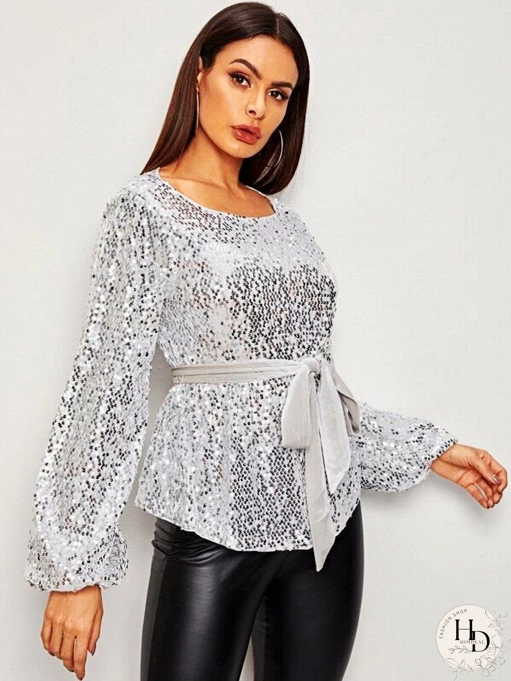 Slim Chic Women Sequins Top