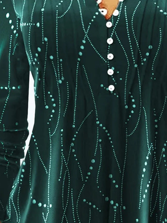 Women Half Sleeve V-neck Solid Color Dress