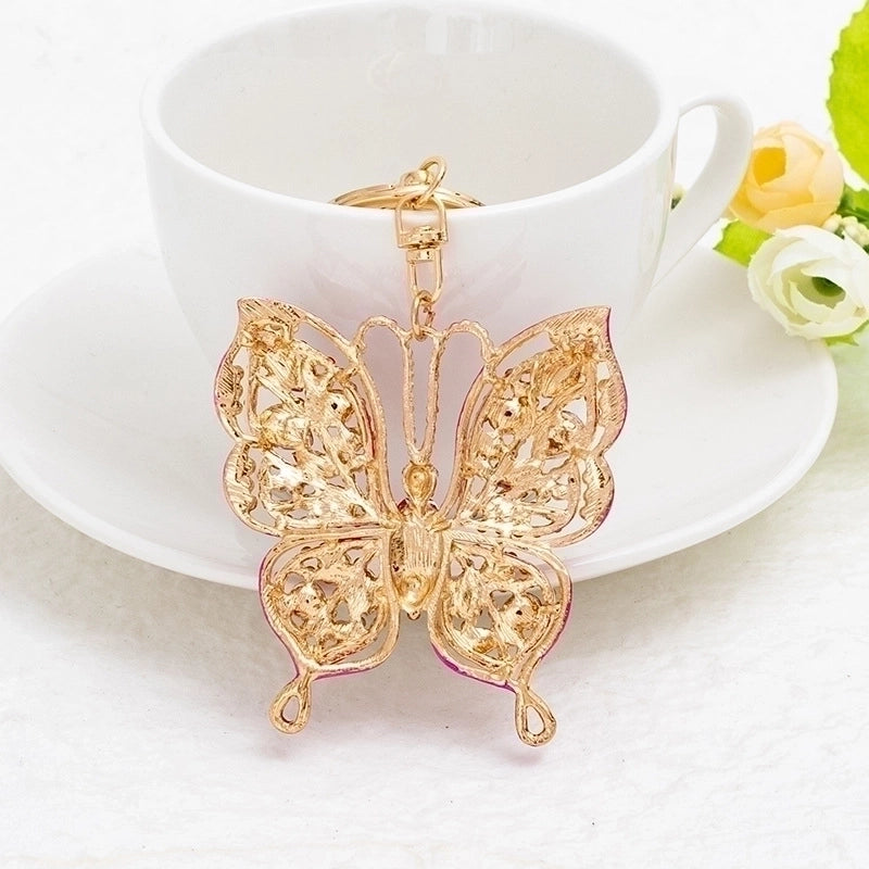Fashion Butterfly Zinc Alloy Inlay Rhinestones Women’s Keychain 1 Piece