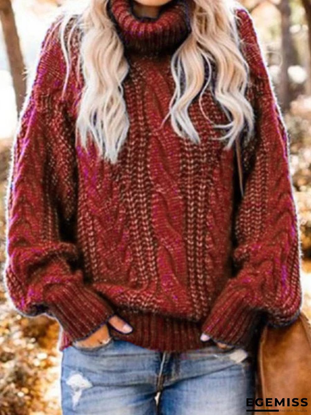 Casual Plus Size Cowl Neck Sweater Pullover | EGEMISS