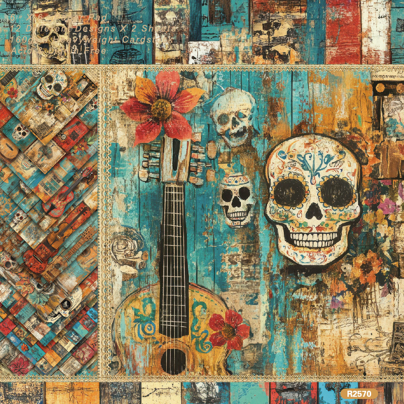 재료 용지 - 24매/책 빈티지 다크 스컬