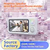 Bathroom Waterproof Phone Mount with BT Speaker 60 Degree Adjustable Angle Anti-Fog Shower Phone Stand No-Drill Wall Mount with Touchscreen for Bathroom Accessory Adults