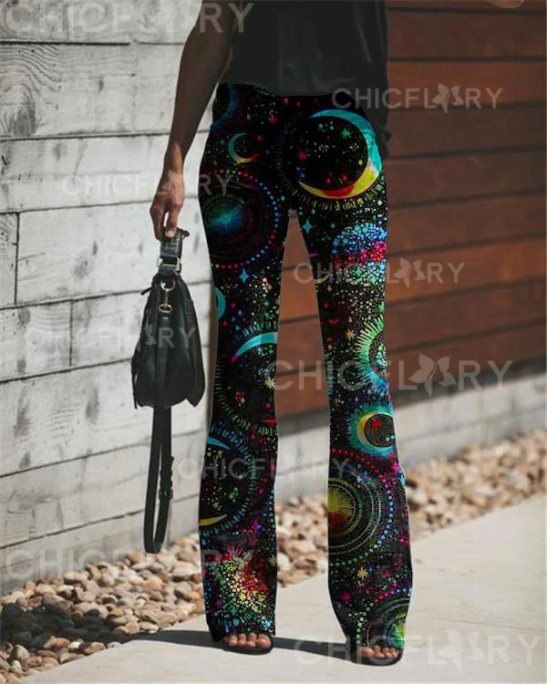 Women's Sun and Moon Vintage Print Pants