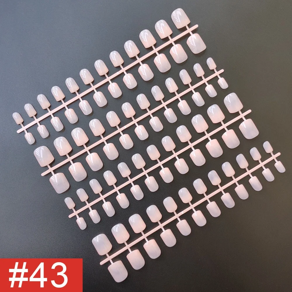 4 Sets/lot Mixed Colors False Nail Tips Short Full Cover Square Fake Nails Comfortable Multicolor Press On Nails Nail DIY-Nail Inspo