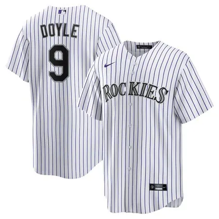 Men's Colorado Rockies #9 Brenton Doyle  White Home Replica Jersey