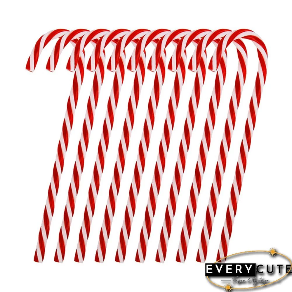 10Pcs Plastic Candy Cane ChristmasTree Decoration Christmas Tree Ornament Striped Candy Cane Sticks Pendant Holiday Ornaments