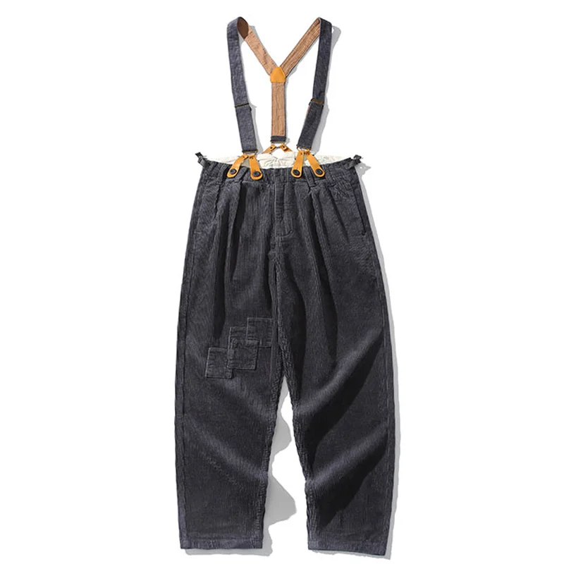 Vintage Relaxed Patch Corduroy Overalls