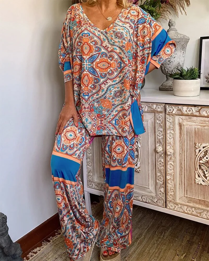 Casual Ethnic Style Printing Suit