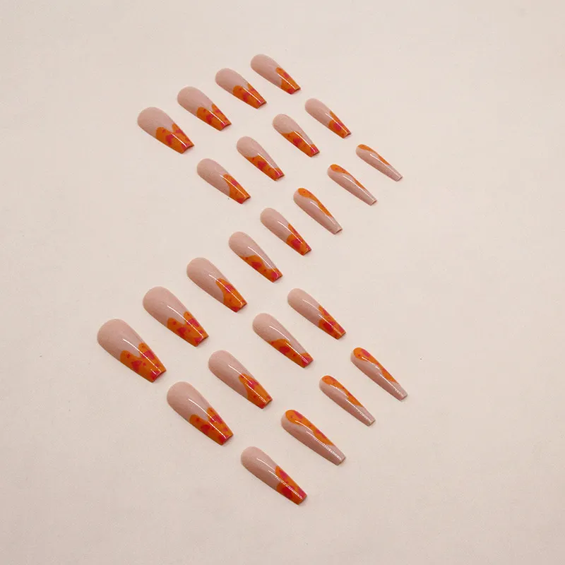 Churchf Churchf Ballet Orange Graffiti Sweet Girl Love Finished Beauty Nail Film Ins Wind Fake Nails Can Be Mixed Batch