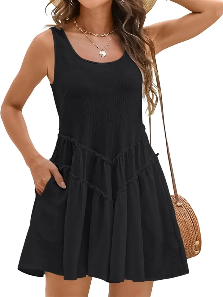 Women's New Beach Sun Dress U Neck V Lace Dresses-JRSEE